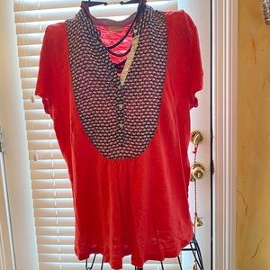 Red Lightweight Meadow Rue Anthropology swing Top